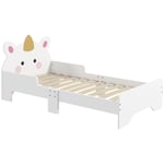 Unicorn-Designed Toddler Bed Frame, for Ages 3-6 Years, 143 x 74 x 67cm - White