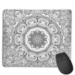 Monochrome Coloring Hand Mandala Gaming Mouse Pad Non-slip Rubber base Durable Stitched Edges Mousepads Compatible with Laser and Optical Mice for Gaming Office Working