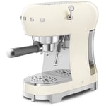 Smeg ECF02CRUK 50s Retro Style Espresso Coffee Machine with Steam Wand Cream