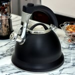 3L Whistling Kettle Stainless Steel Matt Black Gas Electric Induction Hobs Voche