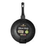 Blackmoor Frying Pans | 2 Colours | Non-Stick, Anti-Scratch Pans | Cool Touch Handles | Suitable for Induction, Electric and Gas Hobs | 20/24/28cm (Black, 28cm Wok)