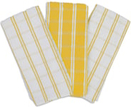 6 or 12 Pack Big Check Tea Towel Cotton Absorbent, Yellow, 12 Pack