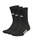 adidas Mens Training Cushioned Crew 3pack Socks - Black, Black, Size M, Men