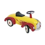 Goki Childrens Kids Ride On Metal Car With Flame Decals And Rubber Tyres