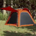 vidaXL Campingtält 4 personer grå och orange snabbrest vattentätt 94358