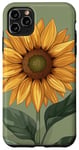 iPhone 11 Pro Max Aesthetic Sunflower Line Art Minimalistic Sage Green Case