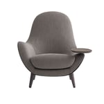 Poliform - Mad King Armchair Armrest Right, Black Elm Base, Upholstery Inner  Outer Structure Silk 01 Crema