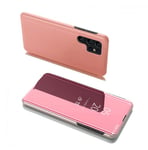 Clear View Case flip-fodral till Samsung Galaxy S22 Ultra pink