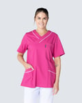 Almedahls Cerise/Hvit V-bluse Dame Rosa. XXXL