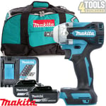 Makita DTW300 18V Brushless Impact Wrench + 2 x 6Ah Batteries, Charger & LXT400
