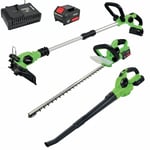 OXEO Packs d'outils de jardin 18V : Taille Haie / Coupe bordure Souffleur avec chargeur et batterie 4Ah