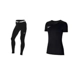 NIKE CZ9779-010 W NP 365 Tight Leggings Womens Black/(White) S & Women's W Nk Dry Park VII JSY T Shirt, Black/White, S UK