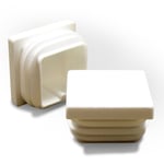 Ajile - Embout Carré à Ailettes en Plastique BLANC pour Pied Tube de Chaise et Table de Dimension EXTÉRIEURE 90x90 mm