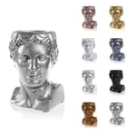 CONCRETTE Hermes Pot de Fleurs sculpté pour intérieur et extérieur Fait à la Main en béton Architectural Motif géométrique Original avec Effet 3D Hauteur 225 mm FI 100 mm Argent