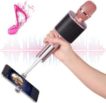 RCTOYS Wireless Bluetooth Karaoke Microphone, TWS Portable Handheld Kids Karaoke Mic with Speaker Phone Holder for Kids Adults Home Party for iPhone/Android/Smartphone,Black