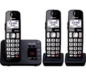 PANASONIC KX-TGE823EB Cordless Phone - Triple Handsets, Black, Black