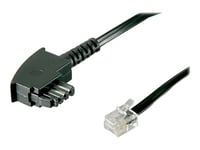 goobay - Câble de téléphone - RJ-11/RJ-14 (M) pour TAE-F (M) - 3 m - plat - noir