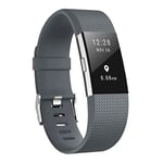 Bracelet de rechange pour Fitbit Charge 2, bracelet de rechange pour accessoires souples, fermoir en métal pour Fitbit Charge 2 (5,5-6,7") - Gris