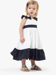 Angel & Rocket Baby Classic Bow Dress, Navy/White