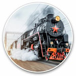 2 x Vinyl Stickers 10cm - Black Steam Train Railway Fun Cool Gift #2256