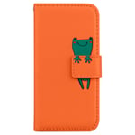 Annuo Wallet Phone Case Samsung A20e Phone Case Leather Shockproof Mobile Phone Cover For Samsung A20e Case Wallet Cartoon Card Slot Cute Case Samsung Galaxy A20e Flip Case Frog Animal Orange