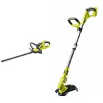 Ryobi OHT1845 18V ONE+ Cordless 45cm Hedge Trimmer (Body Only) & OLT1832 ONE+ Cordless Grass Trimmer, 25-30cm Path (Zero Tool), 18 V, Hyper Green (Battery, Charger and Blade Not Included)