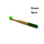 1/5/10pcs Bamboo Toothbrush Wood Handle Oral Care Green 5pcs