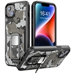 MYBAT Pro Stealth Series Coque de téléphone Camouflage pour iPhone 14 avec Support de 6,1", Support magnétique de Voiture, Protection Robuste de qualité Militaire Contre Les Chutes (Camouflage Noir)