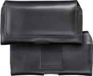 Oem Universellt Horisontellt Bälteshölster I Läder - Royal / Svart - Storlek M - För Iphone 12 Mini / 13 Mini / Samsung A40 / S8 / Xiaomi 12 / Redmi 5A