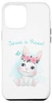Coque pour iPhone 14 Plus Jesus is Risen – Christian Faith Girls & Women Easter Bunny