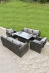 Outdoor Rattan  Sofa Set Lounge Dining Table Height Adjustable Lifting Table Reclining Chairs