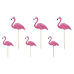PartyDeco Hawaiian Themed Decorations Flamingos Toppers Party Food Picks x 6