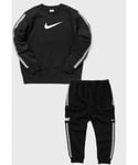 Nike Mens Fleece Sportswear Crew Neck Tracksuit in Black Cotton - Size Large