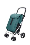 Carlett - Chariot de courses, Chariot de supermarché pliable avec 4 roues, résistant à la pluie et une grande capacité de 32kg, sac principal de 64L, glacière de 10,5L et poche arrière - Couleur Vert