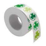 Gröna Shamrock Stickers Rulle 38mm bred dekorativ klöverdekal för gratulationskort Blombuketter Presentpapper Taggar 500st