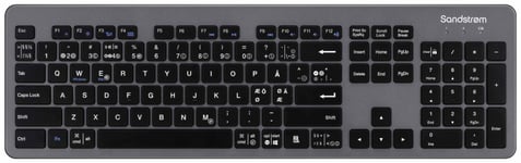 Sandstrøm smalt trådlöst tangentbord (grått/svart)