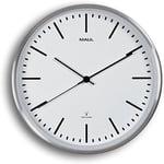 MAUL Horloge Murale MAULfly Ø 30 cm | Horloge radiopilotée élégante | Cadre étroit en Aluminium au Design Moderne | idéal au Bureau et en intérieur | Pile Incluse | Blanc