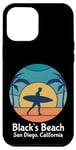 Coque pour iPhone 13 Pro Max Black's Beach San Diego California Surfeur Vintage