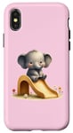 iPhone X/XS Pink Adorable Elephant on Slide Cute Animal Theme Case