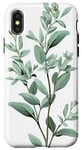 iPhone X/XS Leaves Botanical Flower Plant Line Art Sage Green Case