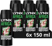 Lynx Africa the G.O.A.T. of fragrance odour-busting Bodyspray deodorant 6X150mL