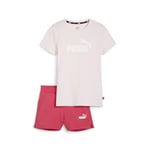 PUMA Girls Logo Tee & Shorts Set G Track Suit, Whisp Of Pink, 140 EU