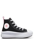 Converse Kids Girls Move Canvas Hi Top Trainers - Black/Pink, Black/Pink/White, Size 1 Older