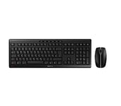 CHERRY STREAM DESKTOP, Wireless Keyboard and Mouse Set, Swiss Layout (QWERTZ), 2.4 GHz RF Connection, Silent Keys and Quiet Mouse Clicks, Battery-Powered, Black