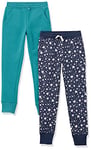 Amazon Essentials Girls' Joggers, Pack of 2, Navy Stars/Teal Green, 10 Years