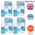 BetterYou Vitamin D Daily Oral Spray Natural Peppermint Flavour 15ml Packs of 4
