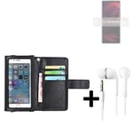 Wallet Case Cover for Sony Xperia 5 III + headphones black screen protector