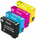 4 Ink Cartridges For Epson XP-2100 XP-3100 WF-2850 WF-2835 WF-2830 603XL Non-OEM