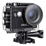 Dragon Touch Caméra Sport, 4K 30FPS 20MP Action Caméra sous-Marine WiFi Grand Angle 170° avec Écran Ultra HD de 2 Pouces, Télécommande 2.4G, Kit d'Accessoires de Montage et 2 Batteries - Vision 3