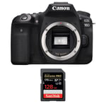 Canon EOS 90D Nu + SanDisk 128GB Extreme PRO UHS-I SDXC 170 MB/s | Garantie 2 ans